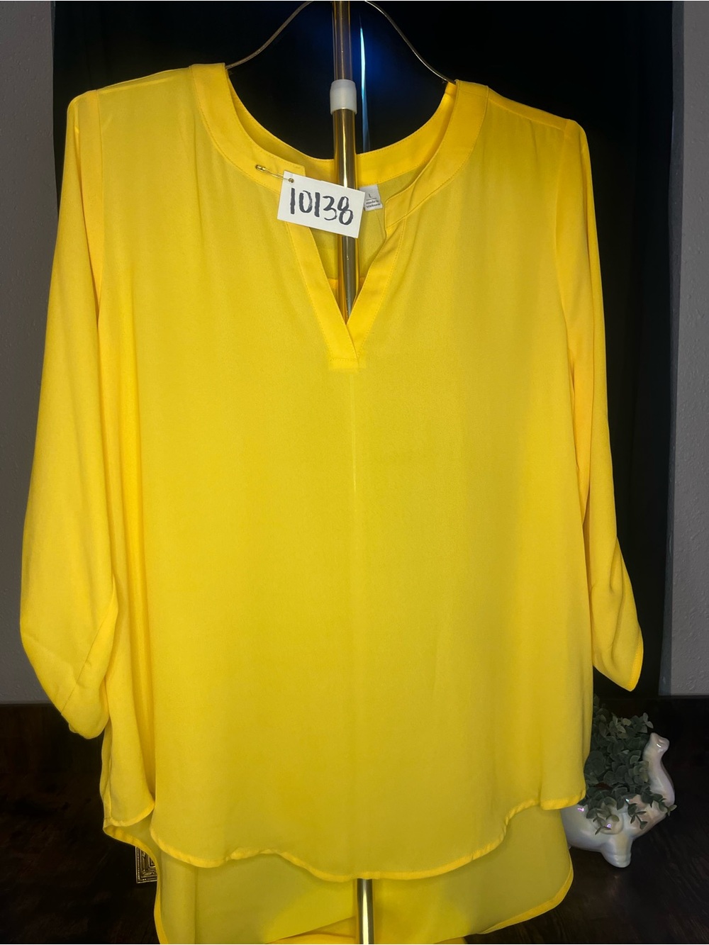 Cato Bright Yellow High Low Blouse Size Large NWOT